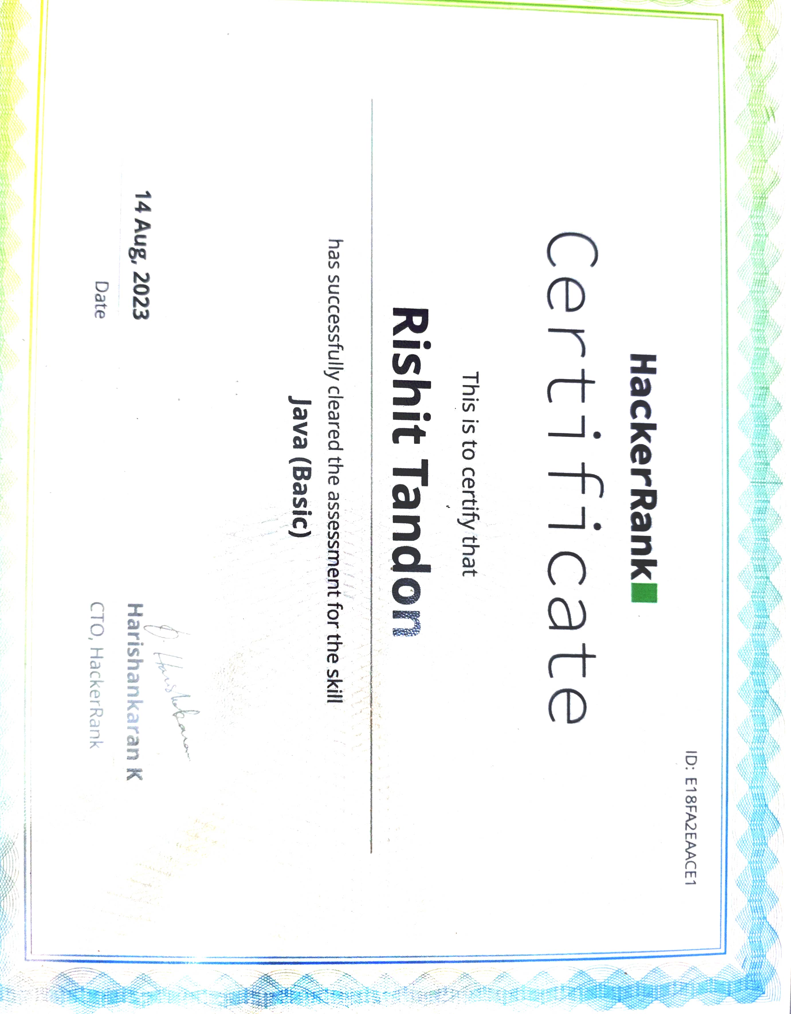 Certificate