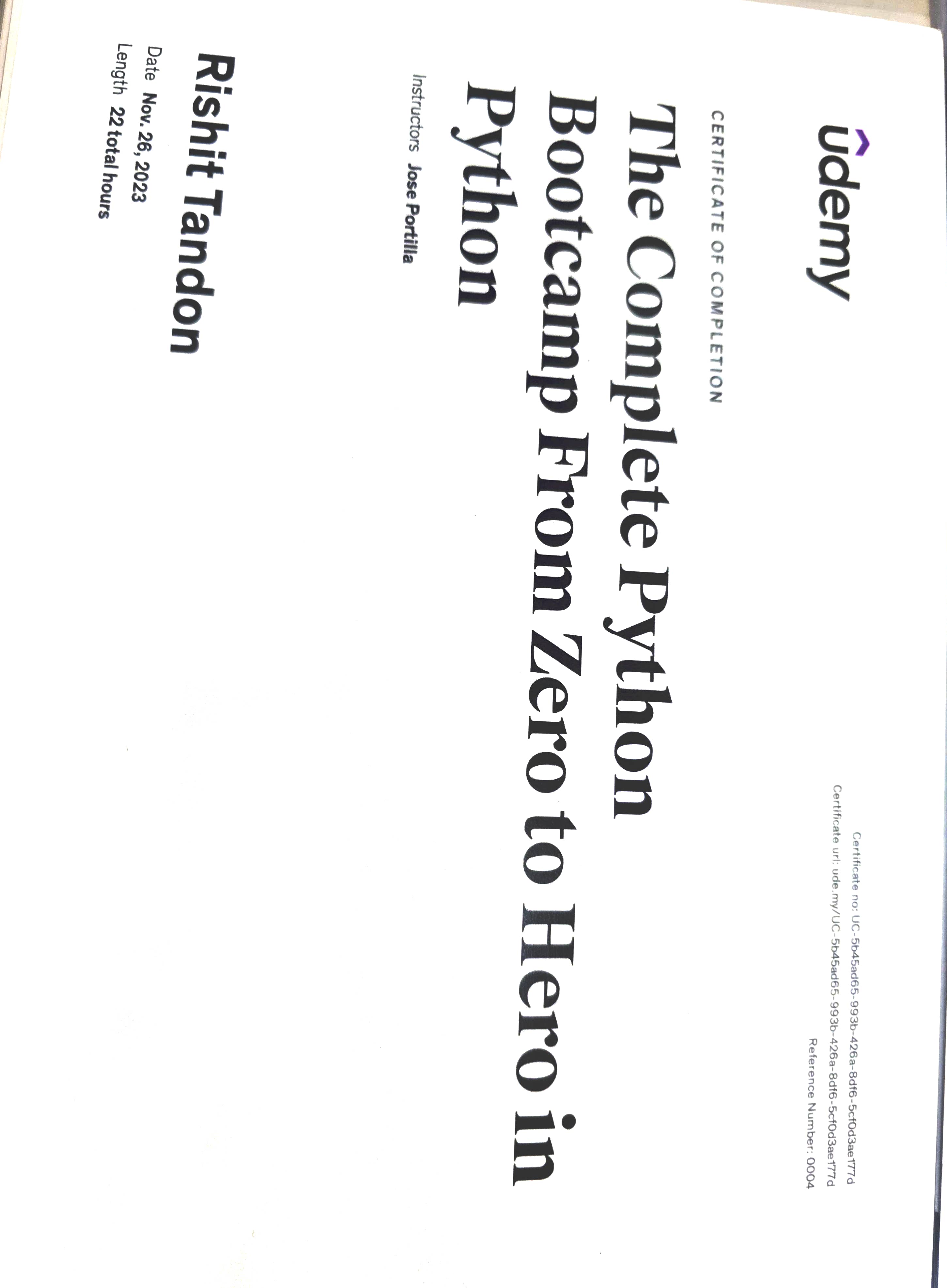 Certificate